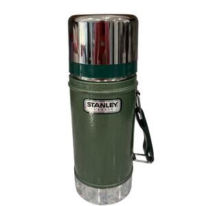 Vintage Aladdin Stanley A-1350B Thermos 24 oz Wide Mouth Green Vacuum Bottle